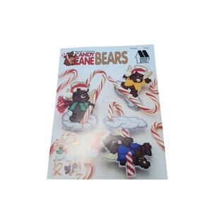 Annie's Attic Plastic Canvas Candy Cane Bears 878906 Instructions Vtg 1995 USA